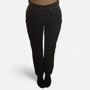 Front Denim Back Leather Pants